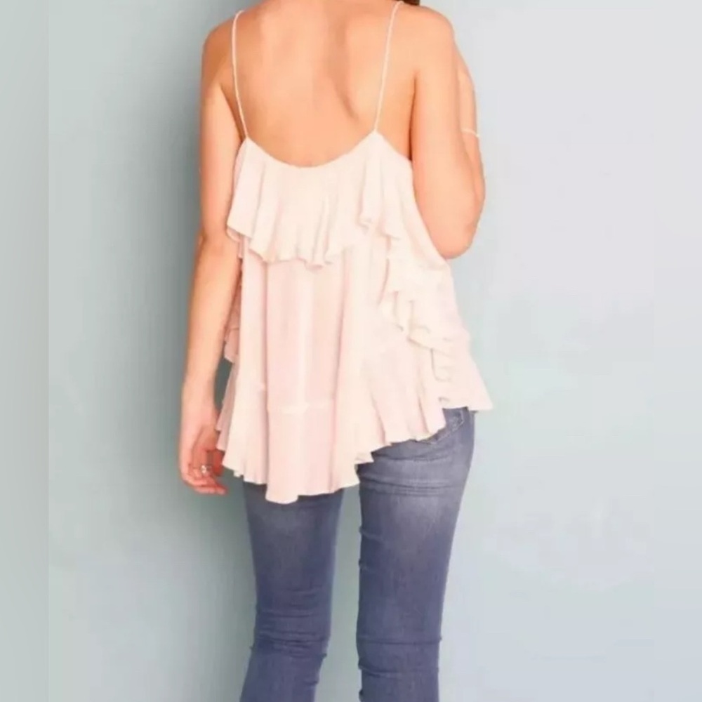 Free People Intimately Cascade Ruffle Camisole Tank Top Petal Pink Barbie Pastel - Picture 2 of 5